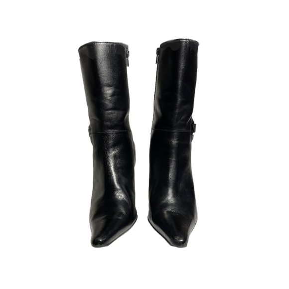Steve Madden black leather stiletto heeled zip up boots size 7.5 - Picture 2 of 11